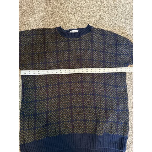 Vintage Ashley Knit Men's Sweater Size L USA Blue Purple Navy Crew Neck - Picture 6 of 7
